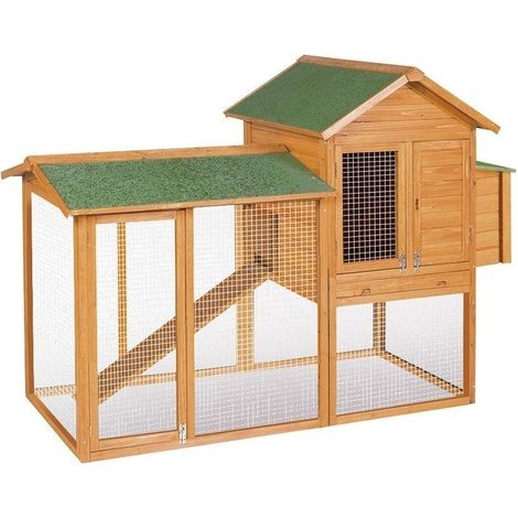 Gabbia per Galline in Legno Dublin 227x94x151 cm Casetta per Galline con Tetto Impermeabile e Pieghevole Spaziosa e Resisten (1/5)