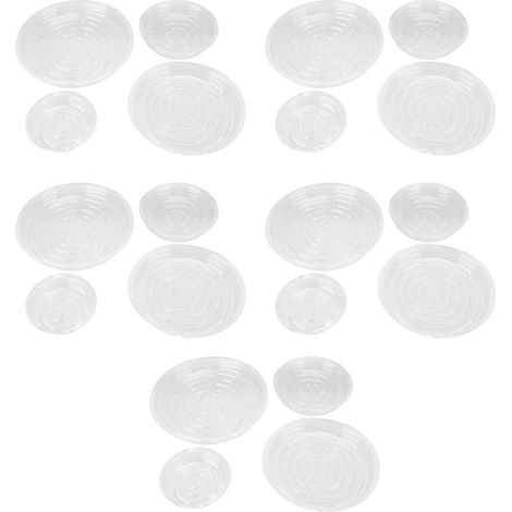 Platos para macetas, 20 unidades, 6, 8, 10, 12 pulgadas, fabricados en plástico transparente resistente, para macetas, bandejas de drenaje para uso interior y exterior. (1/5)