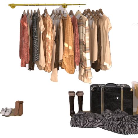 Porte-vêtements, Design industriel, Économiseur d'espace mural, Or (1/5)