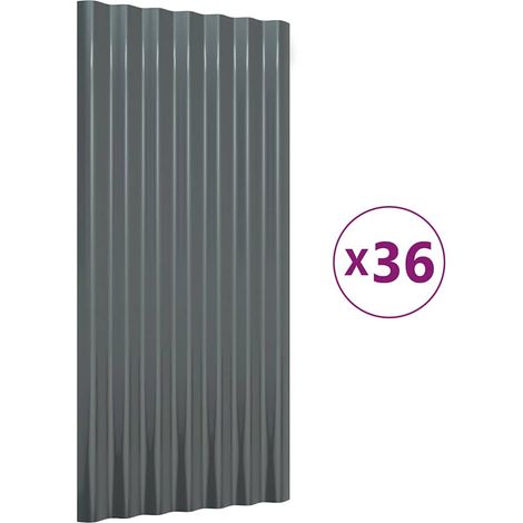 vidaXL Paneles tejado 36 uds acero galvanizado gris antracita 80x36 cm (1/2)