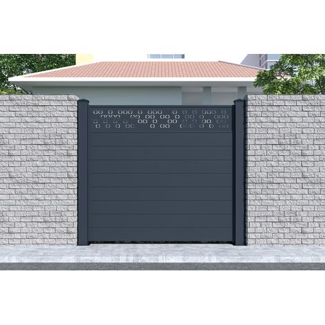 Lote de 2 vallas de aluminio ADULA 190 x 170 cm gris (1/4)