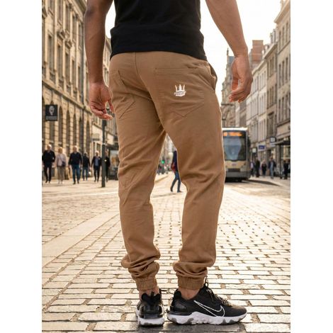 Pantaloni da jogging da uomo Jigga Wear Crown marroni taglia M (1/5)