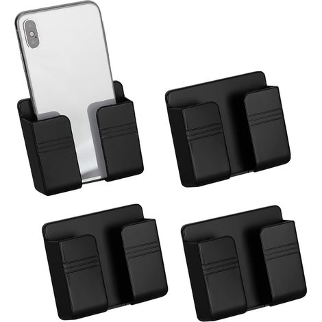 Lot de 4 supports muraux pour téléphone avec adhésif, support de charge avec trou de réception pour câble de donn (1/5)