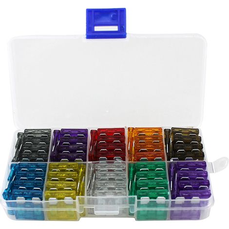 Assortiment de 100 fusibles à lame standard pour voiture 2A 3A 5A 7.5A 10A 15A 20A 25A 30A 35A pour véhicule moto bateau camion (1/5)
