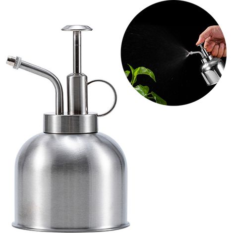 Bouteille de brumisation 300ML en acier inoxydable pour plantes d'intérieur, arrosoir argenté pour succulentes, bonsaï et jardinage