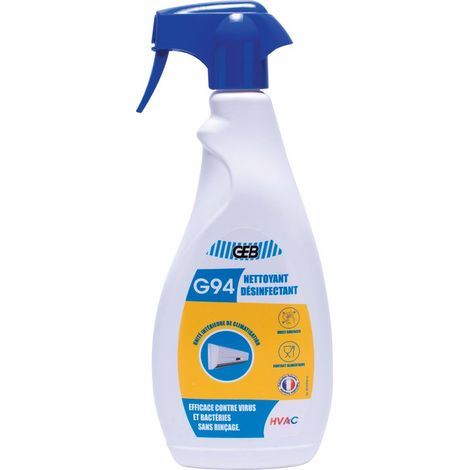 GEB – Nettoyant désinfectant 750 ml – Formule prête à l'emploi – Non acide, sans alcool ni javel – Pour climatisations et PAC (1/3)