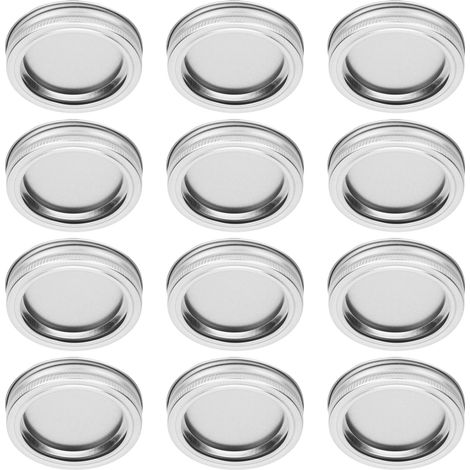 12 couvercles de bocaux ronds à ouverture régulière de 70 mm, type fendu, pour la mise en conserve des épices et du miel (XH00177 Argent) (1/5)