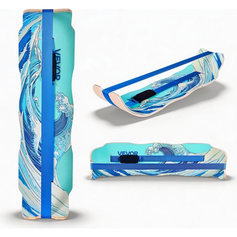 Planche d'Équilibre Incurvée, Planche à Balancer en Bois 107 cm, pour Fitness Tronc Entraînement Équilibrage Proprioception Kinésithérapie Yoga Gym Domicile Bureau, Légère et Portable, Bleu (1/5)