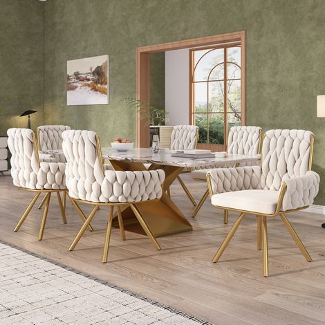 Set 6 sedie girevoli in velluto con braccioli OKMYHOME (1/5)