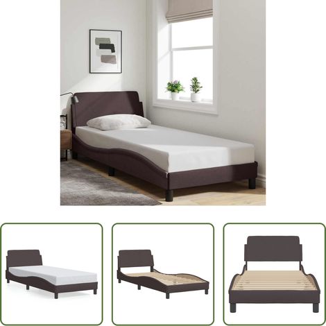 Kopfteil - Bettgestell "Dover" Dunkelbraun 90x190 cm Stoff (1/5)