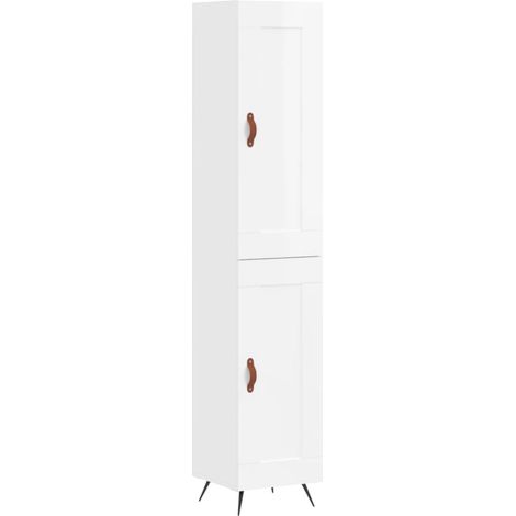 Aparador buffet cómoda armario mueble organizador cocina salón salón alto brillo 34,5 x 34 x 180 cm madera contrachapada blanco 020032929