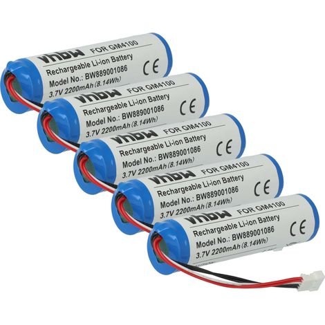 vhbw 5x Batterie compatible avec Datalogic Gryphon GM4130-WH-433K2, RBP-GM40, GM4400, GM4430 scanner de code-barre POS (2200mAh, 3,7V, Li-ion)