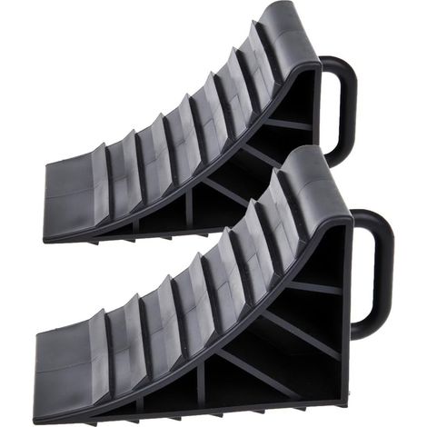 JOMAFA PAR DE CALZOS/CUÑAS PARA RUEDAS CON MANGO PARA COCHES, REMOLQUES, CARAVANAS... CORTE ANGULAR MINI (1/5)