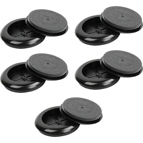 10 Pièces Bouchons de Carrosserie en Caoutchouc Noir Passe Câble Double Face Étanches pour Protection des Fils et Tuyaux Goulottes Rondes Connecteurs Trous de Câble Résistants à la Chaleur (1/5)