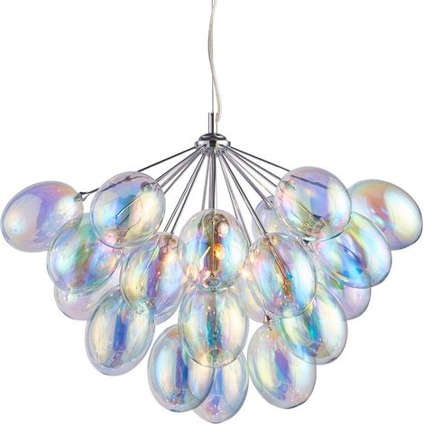 Endon Lighting Infinity - Suspension Plaque Effet Chrome & Verre Dichroïque 6 Lumière Dimmable IP20 - G9 (1/5)