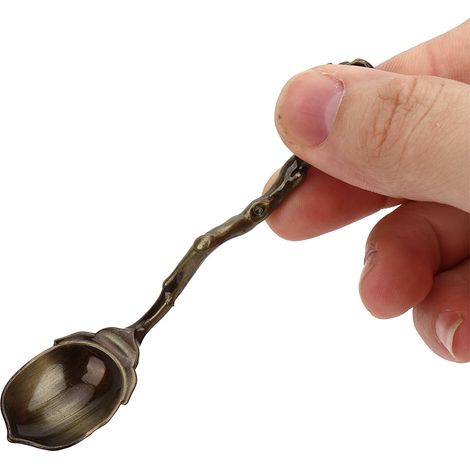 Ensemble de 6 pièces innovant vintage rétro en alliage de zinc, cuillères et fourchettes, couverts, accessoire de cuisine (Bronze vert (manche de fourchette en forme de cœur)) (1/5)