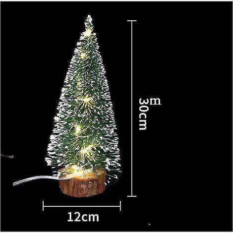 Mini sapin de Noël vert cèdre, guirlande lumineuse LED blanche, décoration de bureau en aiguilles de pin (1/5)