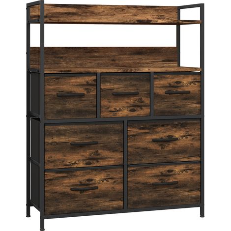 Commode 7 tiroirs HAROLD brun et noir (1/4)