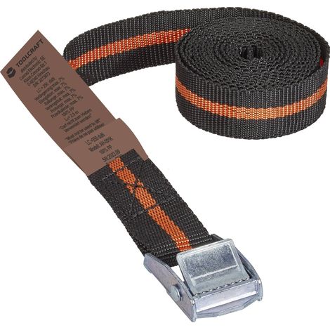 TOOLCRAFT Sangle d'arrimage Force de traction LC : arrimage plaquant (simple/direct)=125 daN (L x l) 2.5 m x 25 mm à boucle A428422 (1/4)