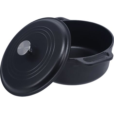 Victoria 35709 Cocotte Induction Fonte Assaisonnée 29 cm, Dutch Oven 6,6L, Sans PTFE et PFOA Noir (1/5)