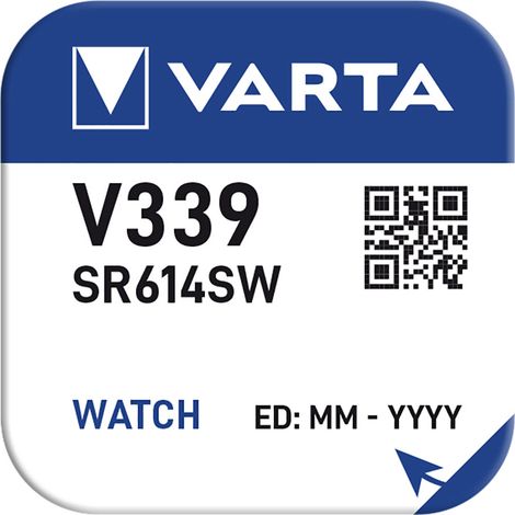 Knopf-Akku Sr614sw - V339 Varta 12 mAh (Blister 1 Stück) ø6,8x1,45mm