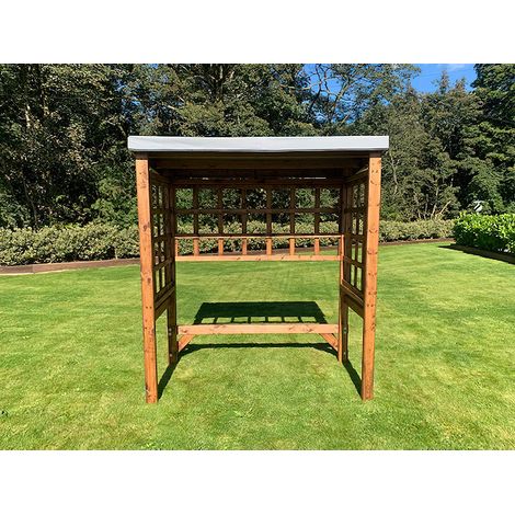 Regular Universal Shelter - Redwood - L92 x W172 x H194 cm - Grey Roof Cover Included - Fully Assembled