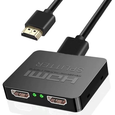 Répartiteur HDMI 1 entrée 2 sorties 4K 3D Adaptateur Distributeur HDMI 1 à 2 voies pour moniteurs doubles, hub câble 2 ports pour Sky, DVD, HDTV, projecteur (1/5)