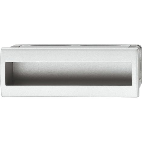 Poignée coquille rectangulaire à encastrer et coller intégration invisible en plastique aspect aluminium 130x46mm Meuble Cuvette Cuisine Porte coulissante Tiroir Placard