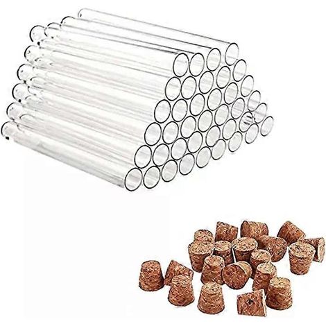 40er-Pack Kunststoff-Reagenzgläser mit Korken, 20 ml, 150 x 16 mm, für Blumen, Bastelarbeiten, Süßigkeiten, Flüssigkeiten, Gewürze usw. (1/4)