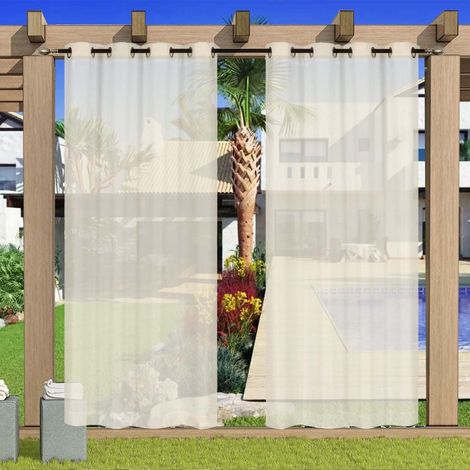 Rideau Extérieur - Voile Polyester Imperméable - Pour Patio Pergola Cabane - 132 x 213 cm - 1 Panneau (1/5)