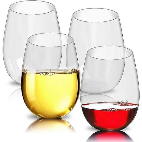 Lot de 4 verres à vin sans pied (470 ml / 16 oz) – Gobelets transparents pour bar à domicile (1/5)