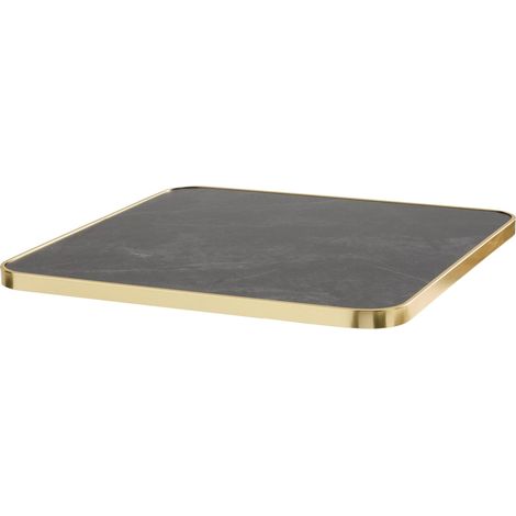 Plateau de table carré noir cerclage doré 60cm (1/5)