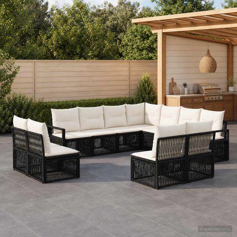 Set Divano da Giardino 11 pcs Nero polyrattan vidaXL (1/5)
