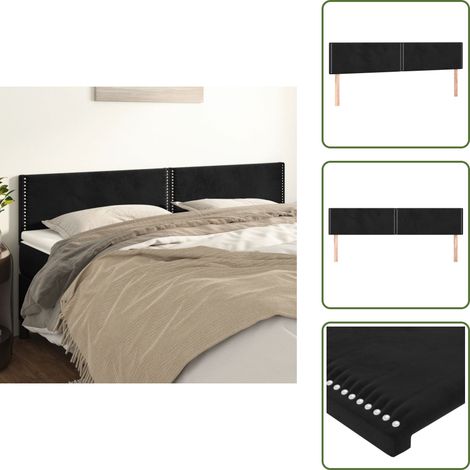The Living Store Cabeceros terciopelo negro 180x5x78/88 cm - Cabecero negro