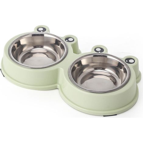 Gamelle pour chien et chat, gamelle antidérapante en acier inoxydable pour animaux de compagnie (27 x 14,5 x 4 cm) (1/5)
