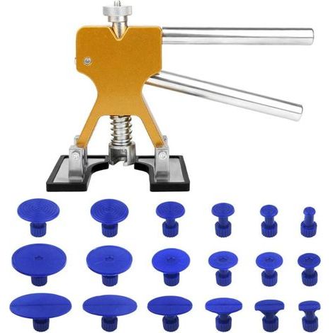 Kit Débosselage sans Peinture,Outil Débosselage Carrosserie avec 18 Ventouses Bleu pour Automobile, Réfrigérateur,Moto, Machine à Laver (1/4)