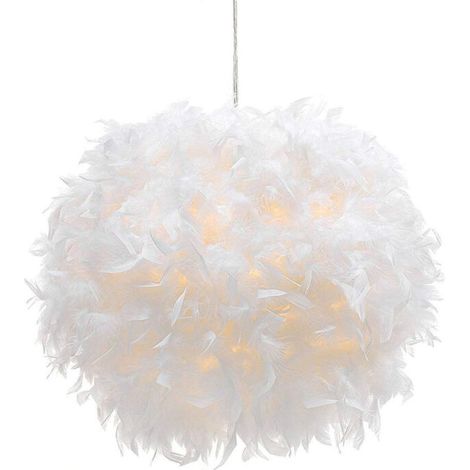 30CM Lustre D'Intérieur Moderne Suspension Luminaire En Plumes Blanches Pures E27 Lampe À Suspension Romantique Nordique (1/4)