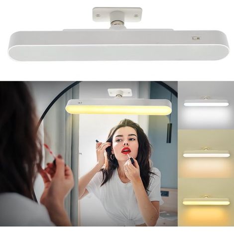 Miroir de maquillage lumineux LED - éclairage maquillage portable - rotation à 360° - batterie 4000 mAh - blanc (1/5)