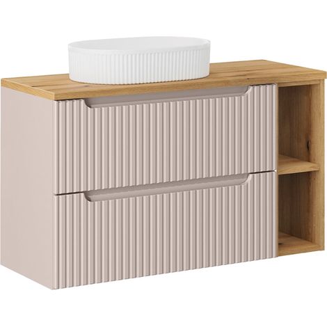 Mueble lavabo individual 100cm 2 cajones 2 compartimientos Riva Cachemira y Madera (1/4)