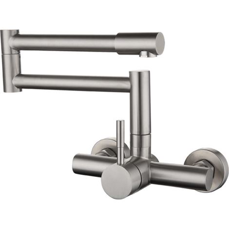 Grifo mezclador de cocina plegable de pared de acero inoxidable SUS304 - Brazo articulado doble giratorio de 510 mm (1/5)