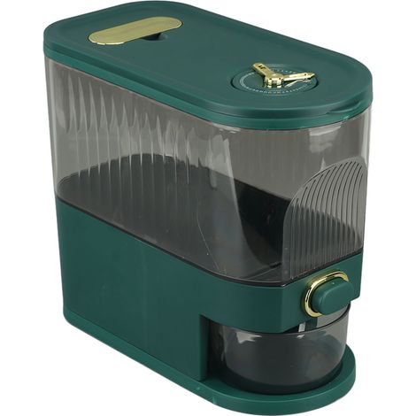 Distributeur de riz en PET/PP avec couvercle hermétique, seau à grains et récipient pour aliments secs, capacité de 5 kg, avec verre doseur intégré pour la cuisine. (1/5)