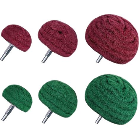 Tampon de Polissage pour Vadrouille de PonçAge de Type DôMe 6 PièCes, Roue de Polissage en Fibre de Nylon, 180 Grains MéLangéS avec 320 Grains (MéLange Rouge + Vert) (1/5)