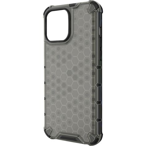 Étui de protection transparent haut de gamme pour iPhone 13, fabriqué en TPU et en polycarbonate rigide, avec un motif en nid d'abeille, résistant au jaunissement et doté d'une technologie de coussin (1/2)