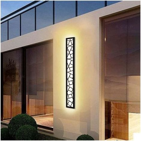 Applique murale longue IP65 aluminium nid d'oiseau 60cm blanc chaud terrasse jardin garage (1/4)