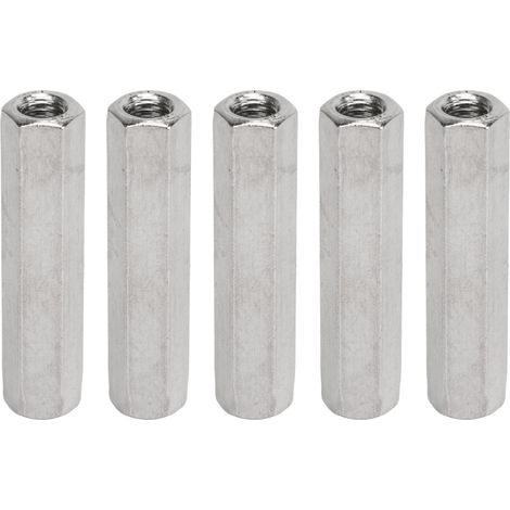 M8 Silver Hex Coupling Nut Kit, 5 Pieces, Practical and Safe Stainless Steel for Industrial Machinery (1/5)