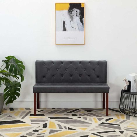 vidaXL Banc 120 cm Gris Similicuir daim (1/5)