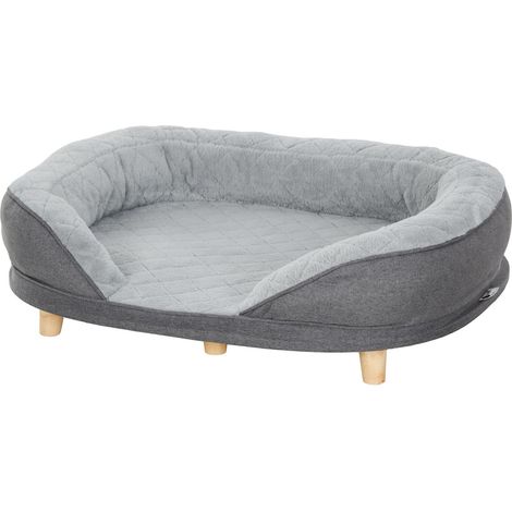 Hundesofa Haustiersofa mit Rückenlehne und Holzbeinen, waschbarer Bezug für mittelgroße Hunde unter 25 kg, Grau (1/5)