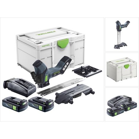 Festool – Scie sabre sans fil 18V – Profondeur de coupe 240 mm – 2 batteries 3.0Ah – Vitesse de 3000 min-1 pour coupes précises - ISC 240 EB