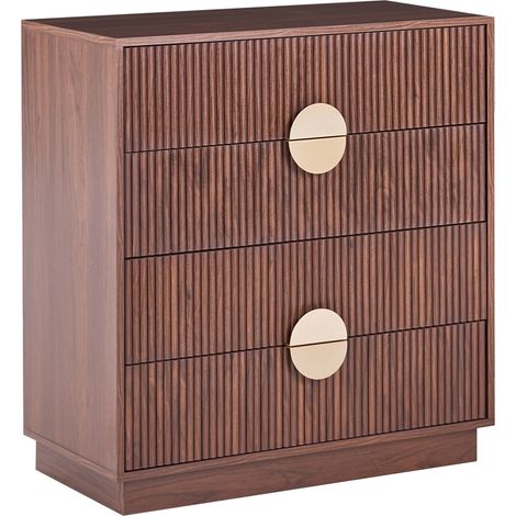 Cómoda de 4 cajones estilo moderno frente acanalado de MDF salón dormitorio marrón oscuro Numurkah (1/5)