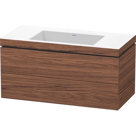 Mueble de baño L-CUBE WT Vero Air 500x1000x480mm sin orificio para grifería nogal oscuro